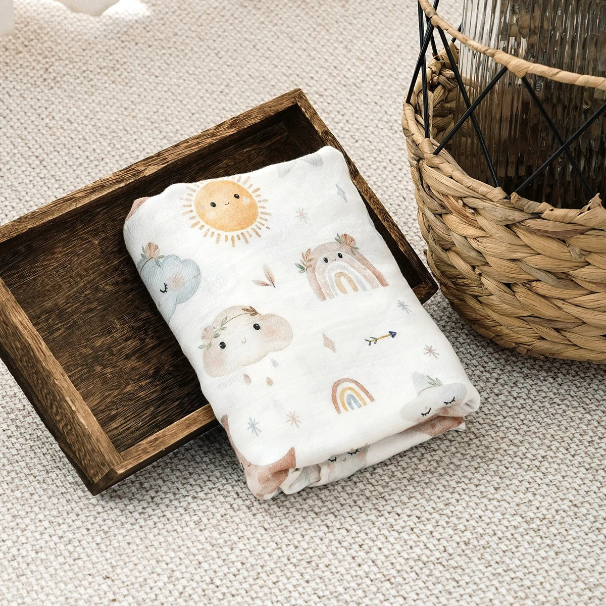 couverture bébé ciel pliée