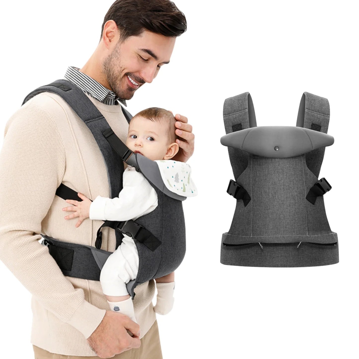 porte bébé physiologique gris clair