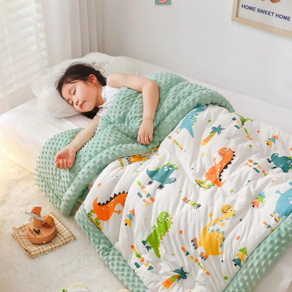 Couverture enfant minky ultra douce et chaude doucelina dinosaures