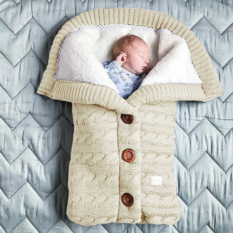 Nid d’Ange Bébé Tricot Doublé Sherpa Cocoon Hiver beige