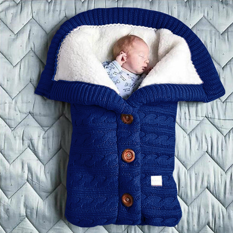 Nid d’Ange Bébé Tricot Doublé Sherpa Cocoon Hiver bleu