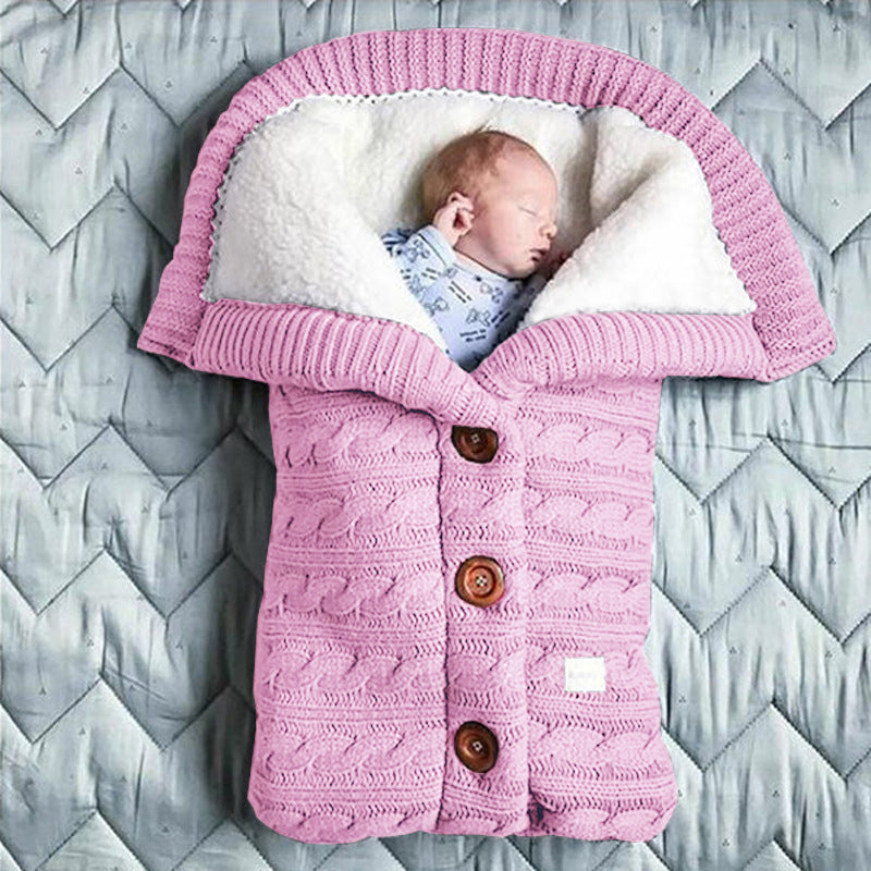 Nid d’Ange Bébé Tricot Doublé Sherpa Cocoon Hiver rose clair