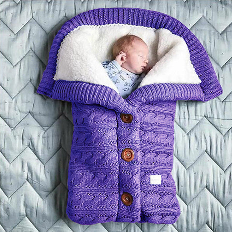 Nid d’Ange Bébé Tricot Doublé Sherpa Cocoon Hiver violet