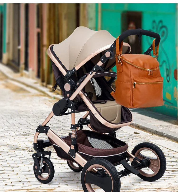 Sac à Langer à Dos Simili Cuir Grande Capacité Trolley sortie