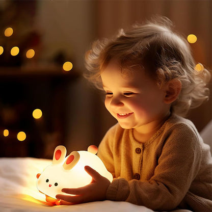 Veilleuse Lapin Bébé LED Rechargeable Silicone petite fille
