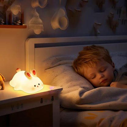 Veilleuse Lapin Bébé LED Rechargeable Silicone sommeil