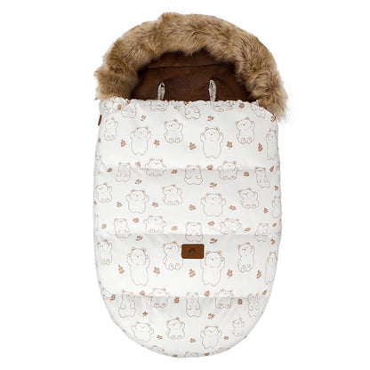 Chancelière Poussette Hiver Universelle Bébé Polaire Fourrure Coupe-Vent ours beige