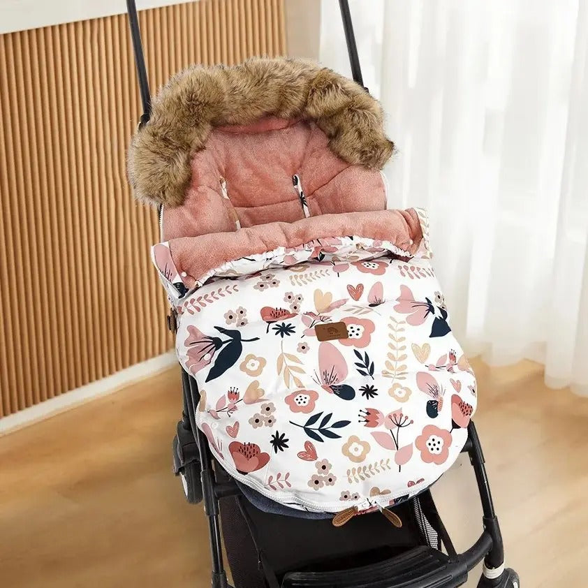 Chancelière Poussette Hiver Universelle Bébé Polaire Fourrure Coupe-Vent sur poussette