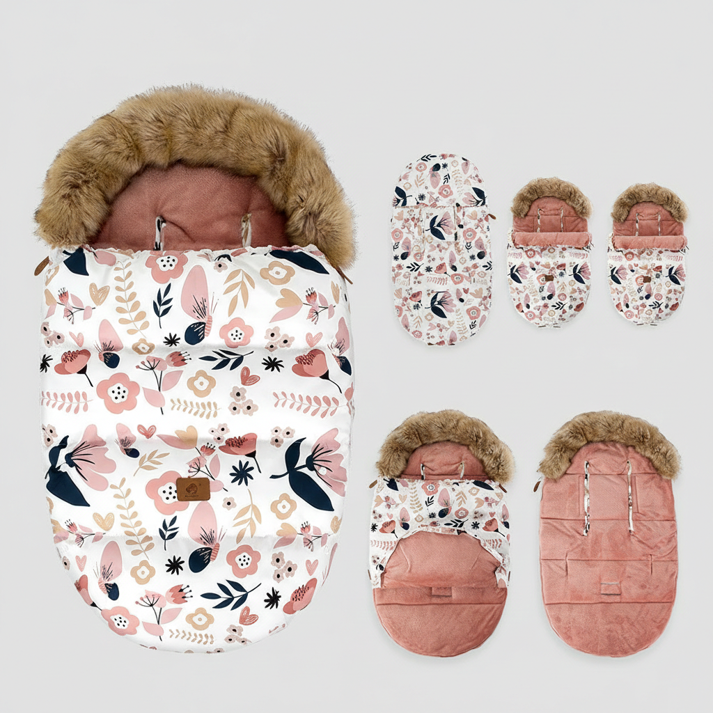 Chancelière Poussette Hiver Universelle Bébé Polaire Fourrure Coupe-Vent positions