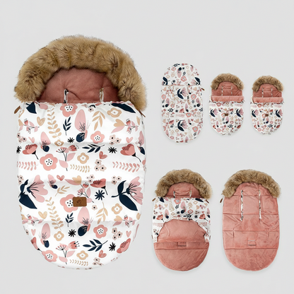 Chancelière Poussette Hiver Universelle Bébé Polaire Fourrure Coupe-Vent positions