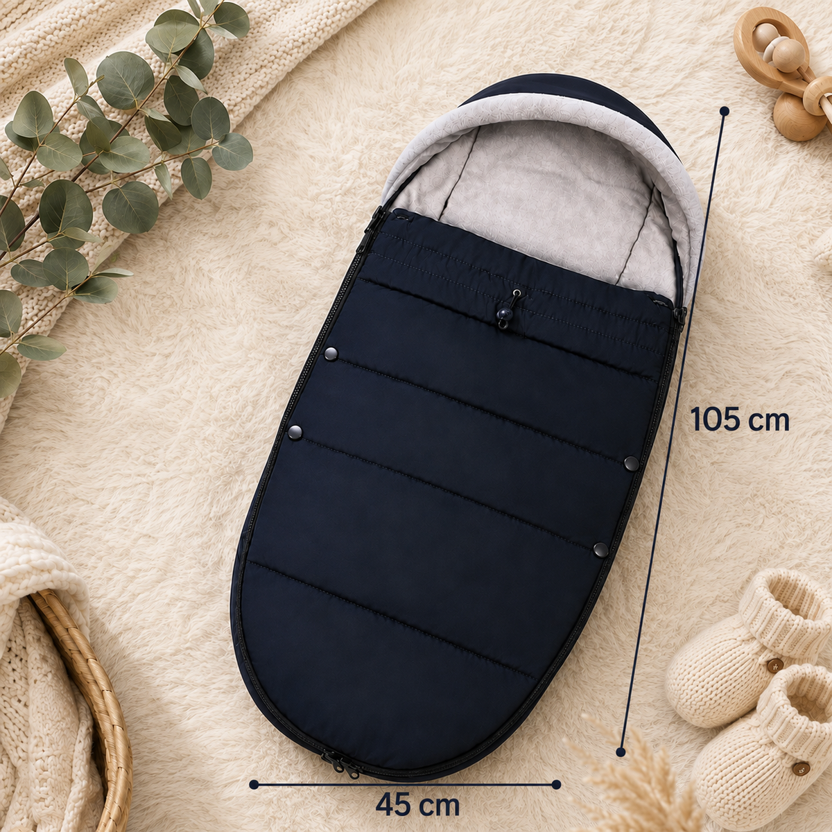 Chancelière Poussette Imperméable Hiver  Nidélia™ dimensions