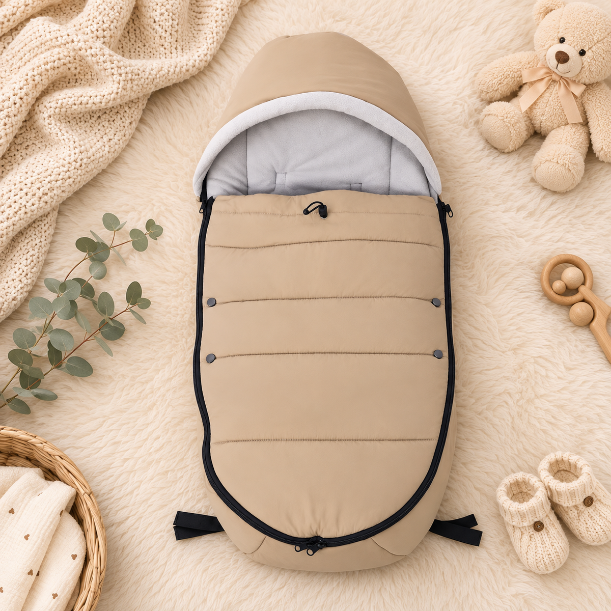 Chancelière Poussette Imperméable Hiver  Nidélia™ khaki