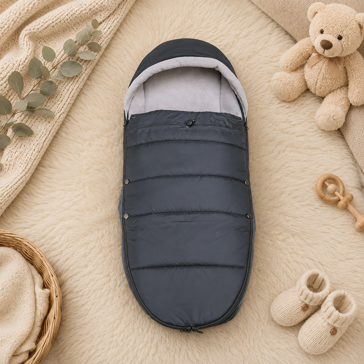 Chancelière Poussette Imperméable Hiver  Nidélia™ noir