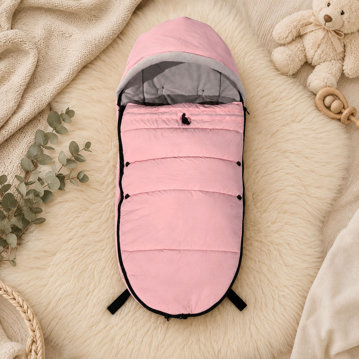 Chancelière Poussette Imperméable Hiver  Nidélia™ rose