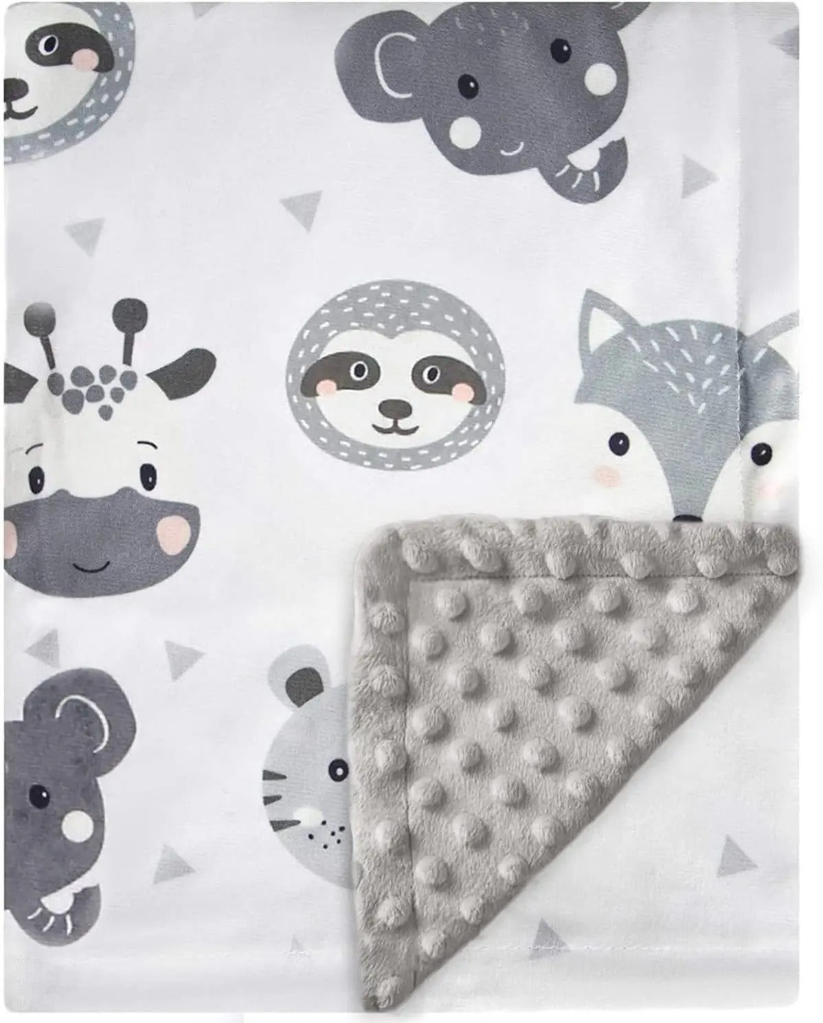 couverture bébé animaux gris
