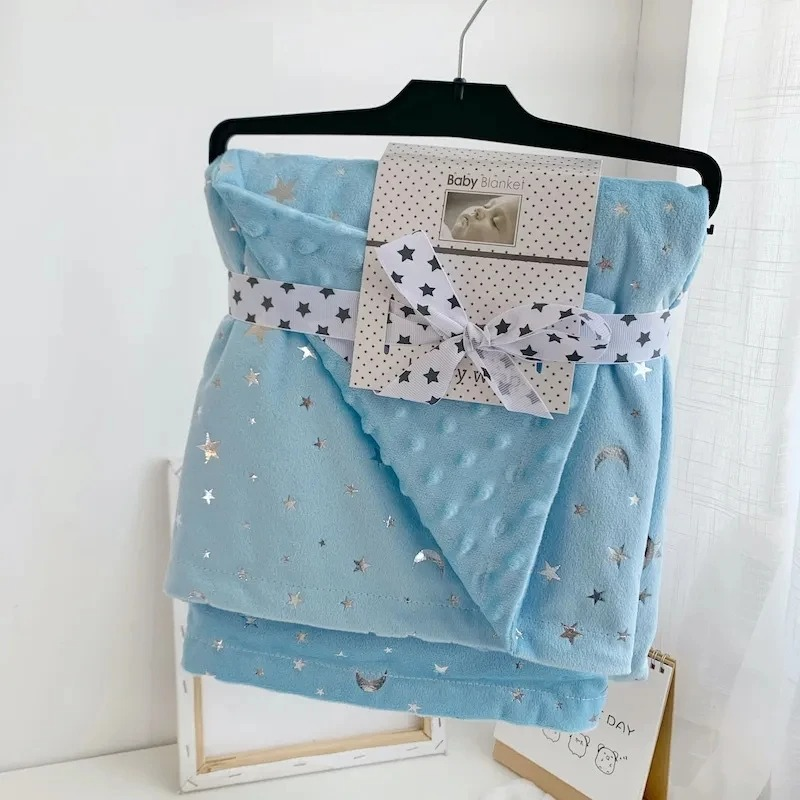 couverture bébé bleu paillette