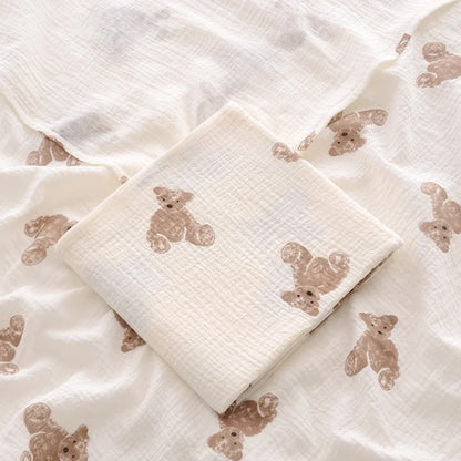 couverture bébé gaze de coton 90x130 cm ourson Minours pliée