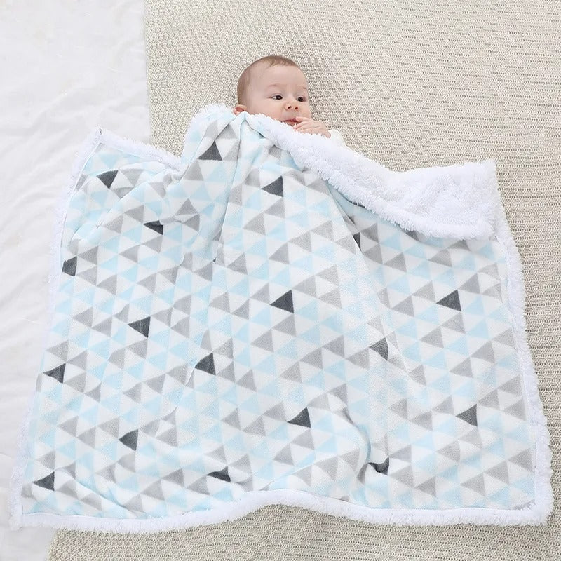 couverture bébé hiver 76x102 cm double couche polaire  Coconou bleu