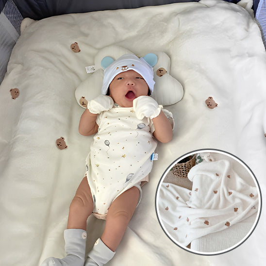 couverture bébé hiver flanelle ourson 125xx90 ours doux™ bébé allongé