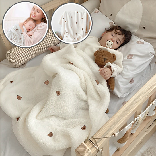 couverture bébé hiver flanelle ourson 125xx90 ours doux™ bébé au lit