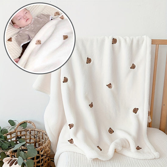 couverture bébé hiver flanelle ourson 125xx90 ours doux™ face