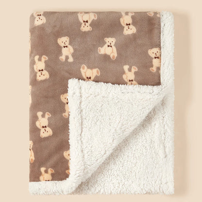 couverture bébé hiver polaire sherpa 75x100 cm Tendala ours marron