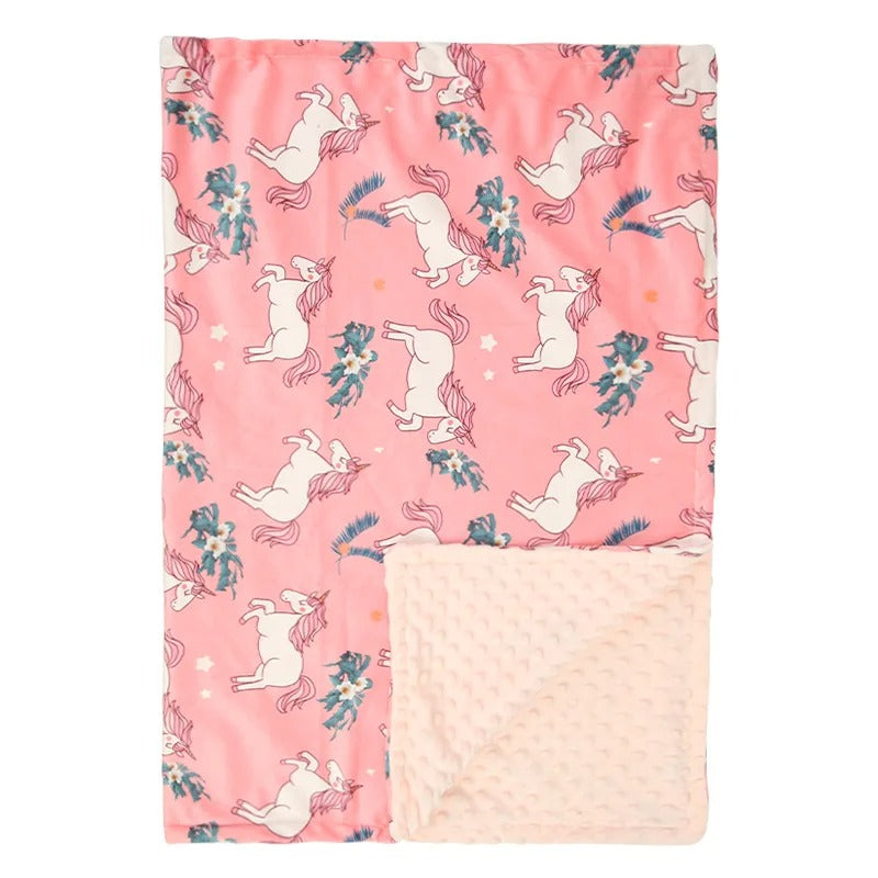 Couverture bébé minky licorne rose 100x75cm – Tendre Boutchou