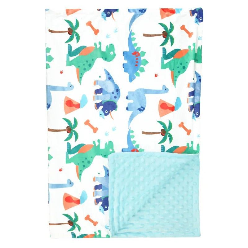 Couverture bébé minky dinosaures bleu 100x75cm – Tendre Boutchou