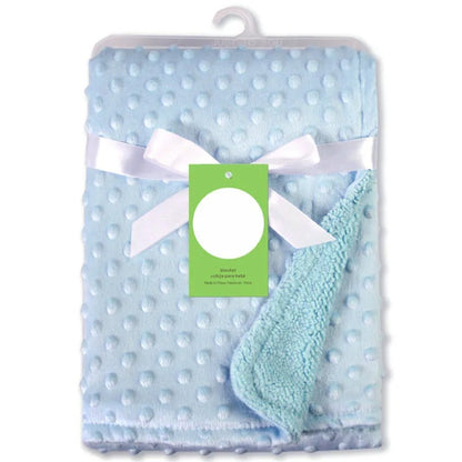 Couverture bébé minky pois gaufrés 100x70cm Dreamou™ bleu