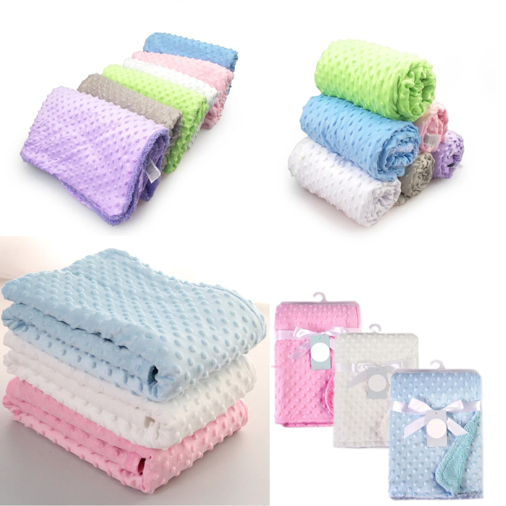 Couverture bébé minky pois gaufrés 100x70cm Dreamou™ design