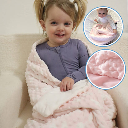 Couverture bébé minky pois gaufrés 100x70cm Dreamou™ face