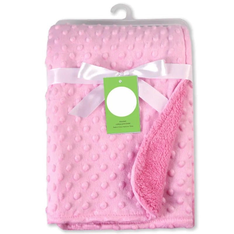 Couverture bébé minky pois gaufrés 100x70cm Dreamou™ rose