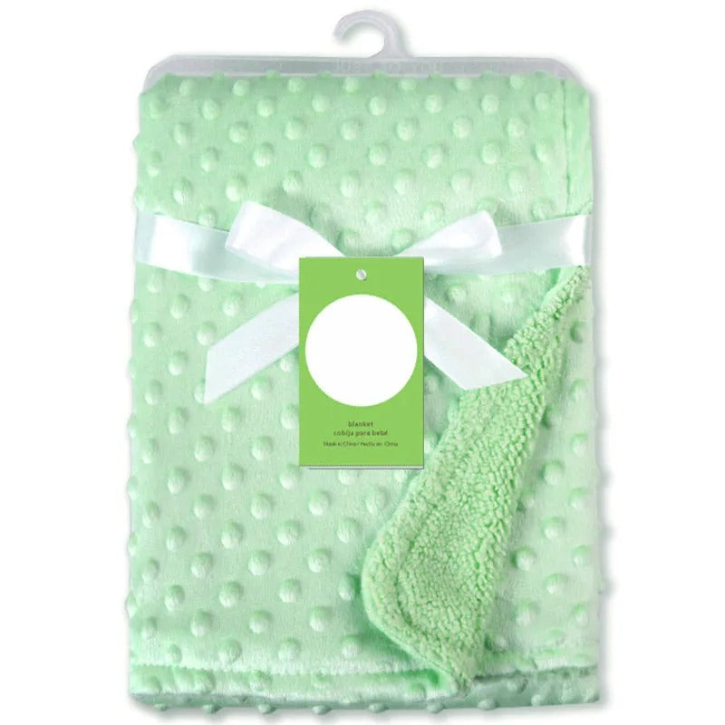 Couverture bébé minky pois gaufrés 100x70cm Dreamou™ vert