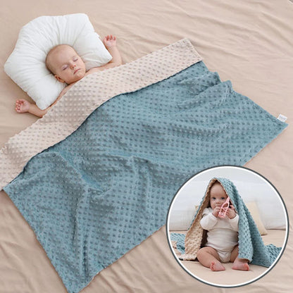 couverture bébé minky verte 100x75 cm bébé endormi