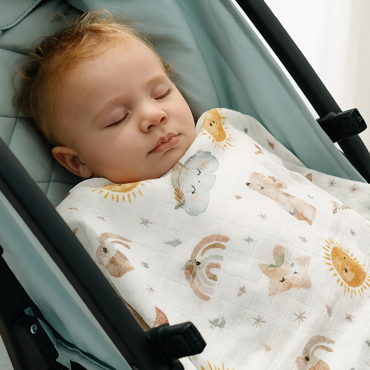 couverture bébé naissance mousseline 120x110 cm soleilla ciel poussette