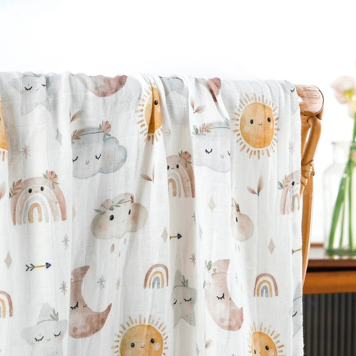 couverture bébé naissance mousseline 120x110 cm soleilla face