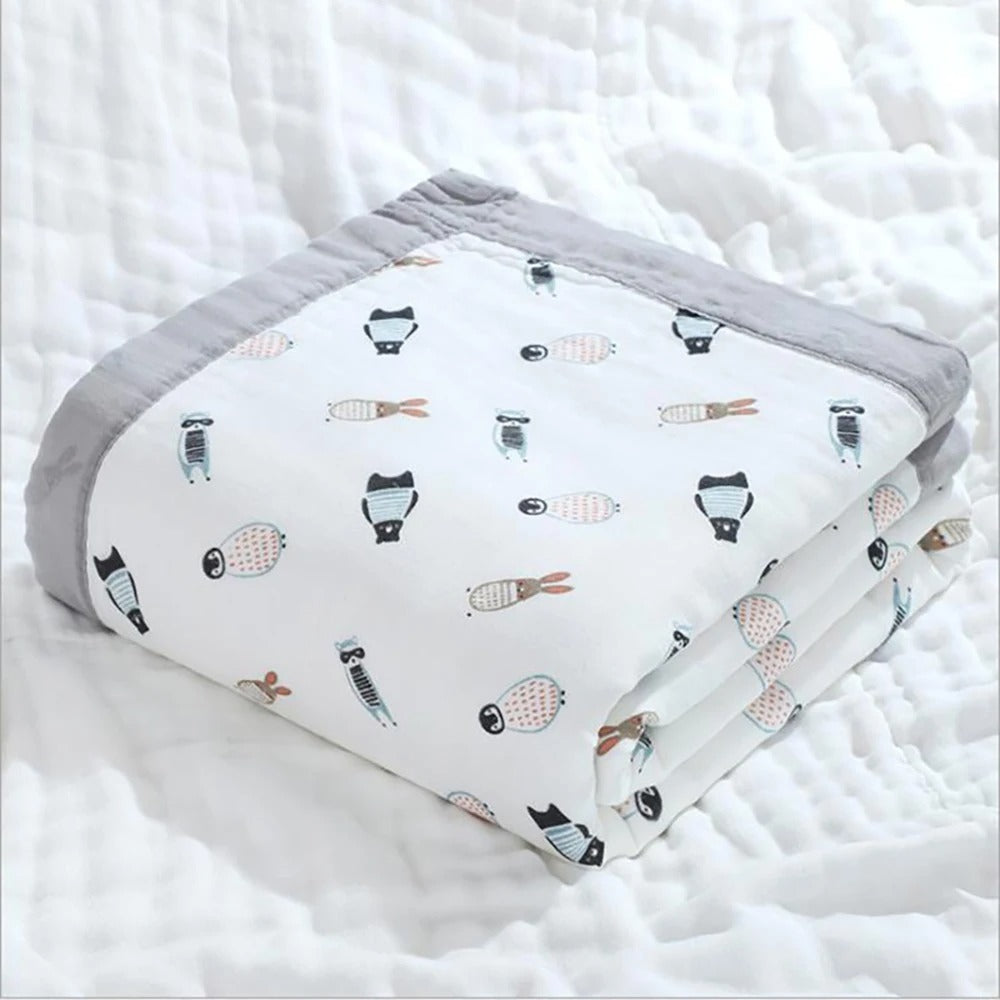 Couverture bébé naissance en mousseline de coton 110x110cm | Mousselina™