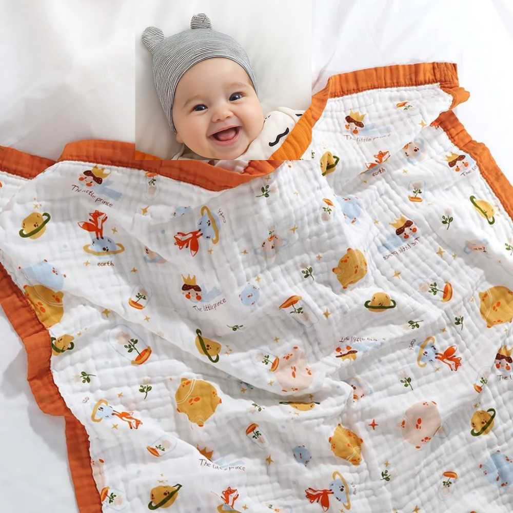 Couverture bébé naissance en mousseline de coton 110x110cm | Mousselina™