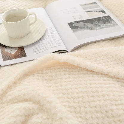 couverture bébé polaire gaufrée ultra douce doudéna avec café