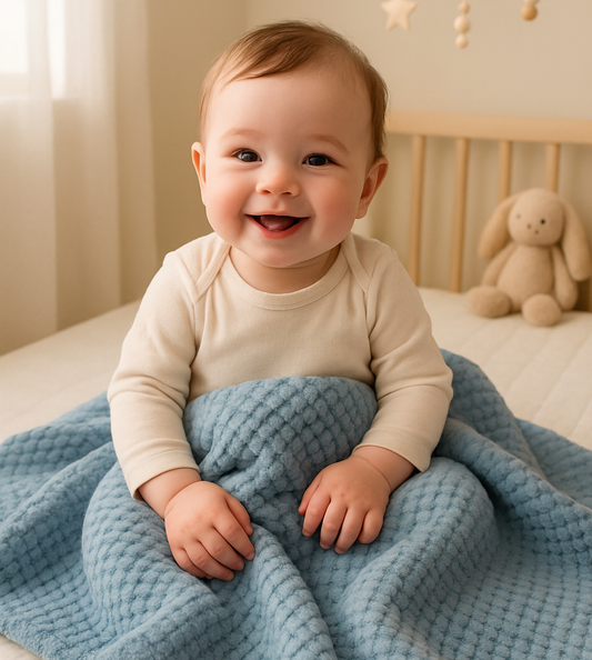 couverture bébé polaire gaufrée ultra douce doudéna bébé couché