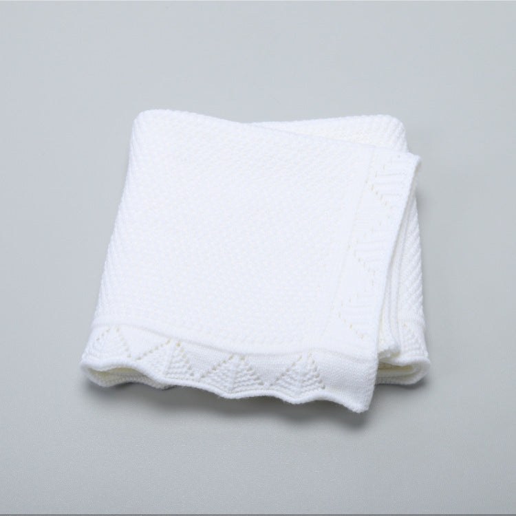 Couverture Bébé Tricot en Coton 100x80 cm Ajourée et Douce blanc