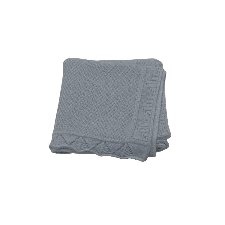 Couverture Bébé Tricot en Coton 100x80 cm Ajourée et Douce gris