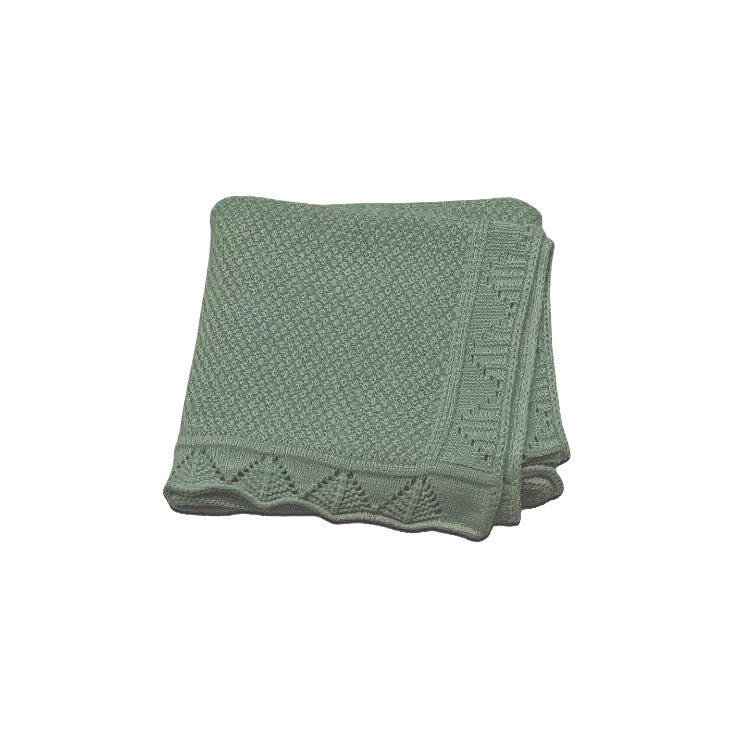 Couverture Bébé Tricot en Coton 100x80 cm Ajourée et Douce vert