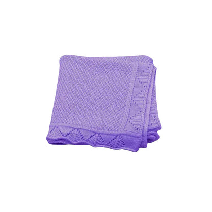 Couverture Bébé Tricot en Coton 100x80 cm Ajourée et Douce violet
