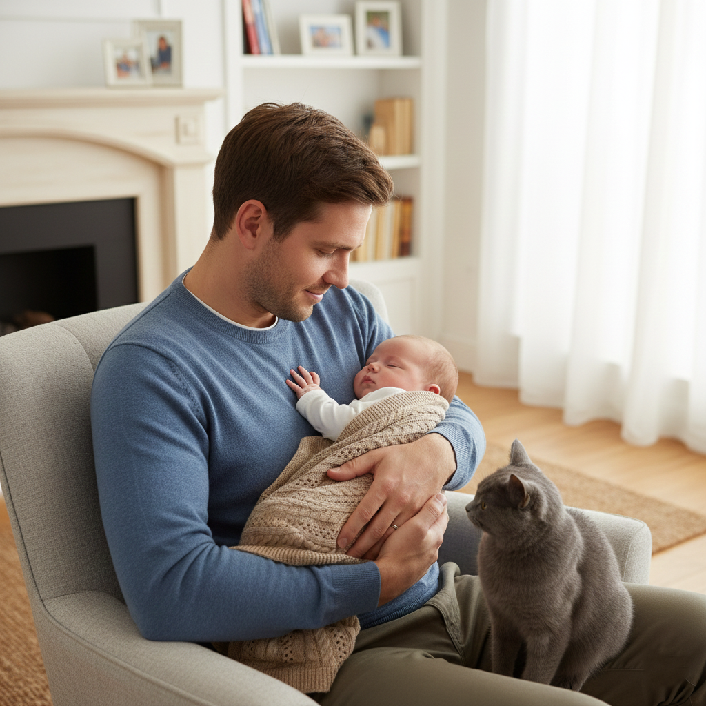 Couverture Bébé Tricot Torsadé Ajouré Respirante Coton 70x90 cm avec papa