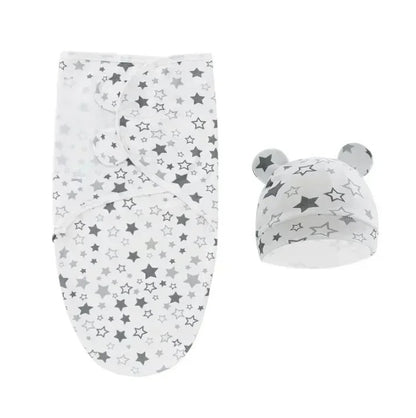 couverture d’Emmaillotage Bébé 0-6 Mois en Coton et Bonnet étoile