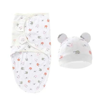 couverture d’Emmaillotage Bébé 0-6 Mois en Coton et Bonnet lapin