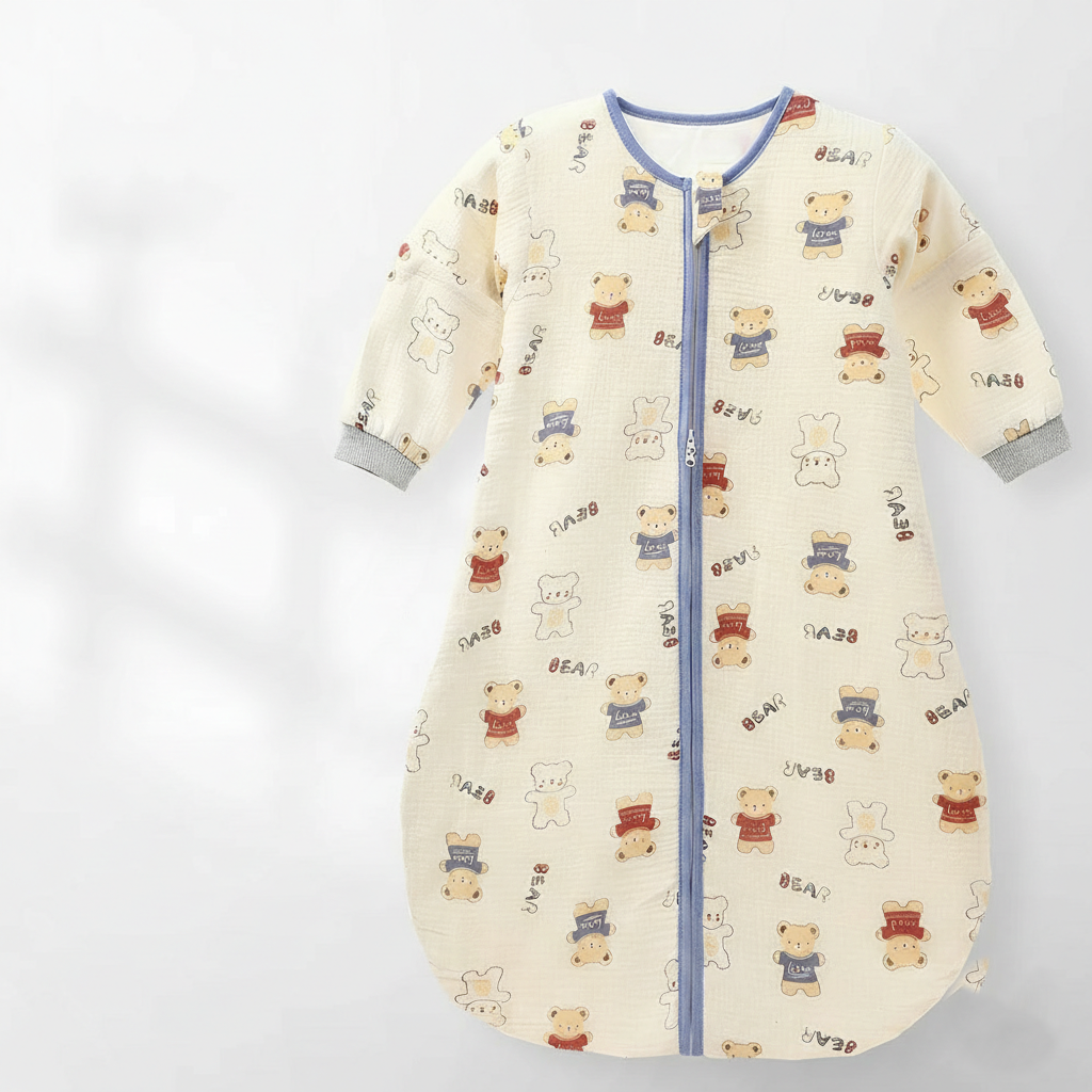 Gigoteuse Bébé 4 Saisons Coton Respirant avec Manches Amovibles 0–24 Mois ours