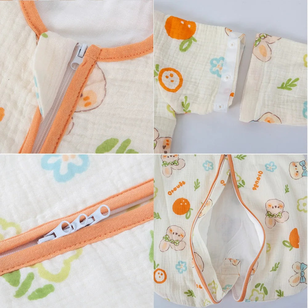 Gigoteuse Bébé 4 Saisons Coton Respirant avec Manches Amovibles 0–24 Mois textures