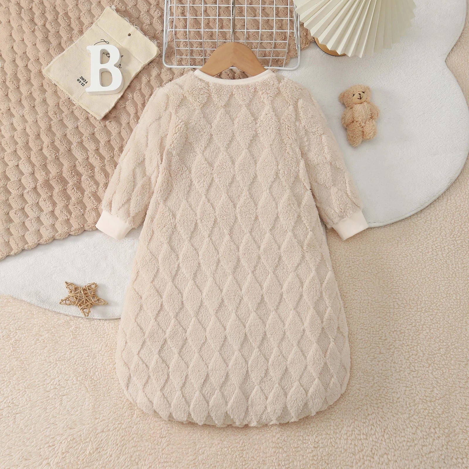 Gigoteuse Bébé Hiver Manches Longues en Peluche Douce 1–9 Mois dos